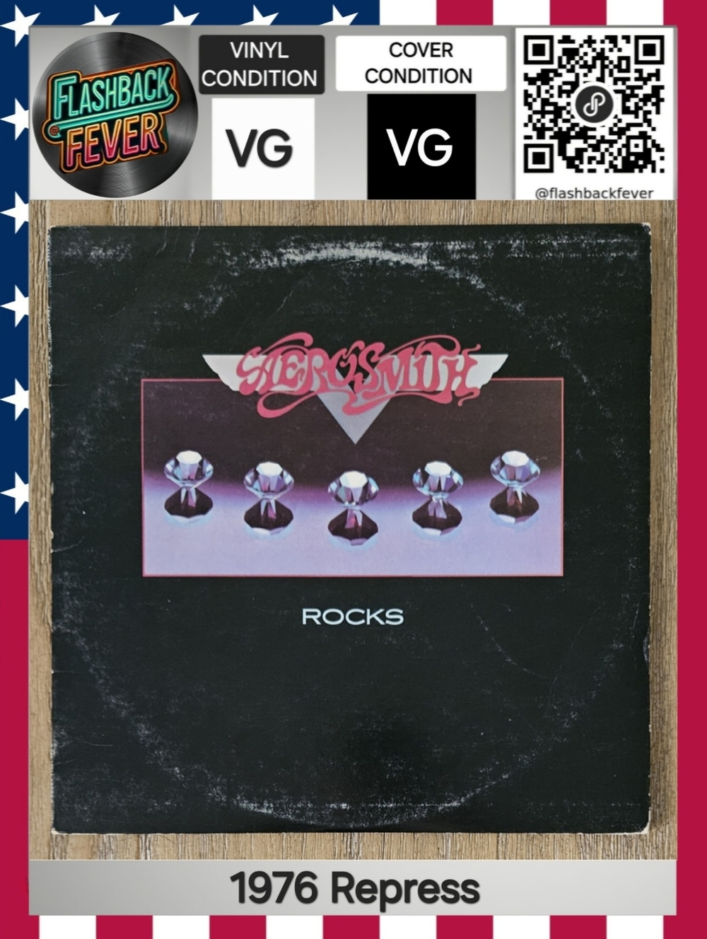 AEROSMITH•Rocks•1976 US (#JC 34165) Terre Haute, Repress